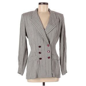 Vintage Y2K All That Jazz Striped Blazer Gray Corpcore Work Office Size 7/8
